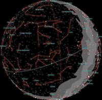 Darstellung des Aprilhimmels über La Palma zur Nacht