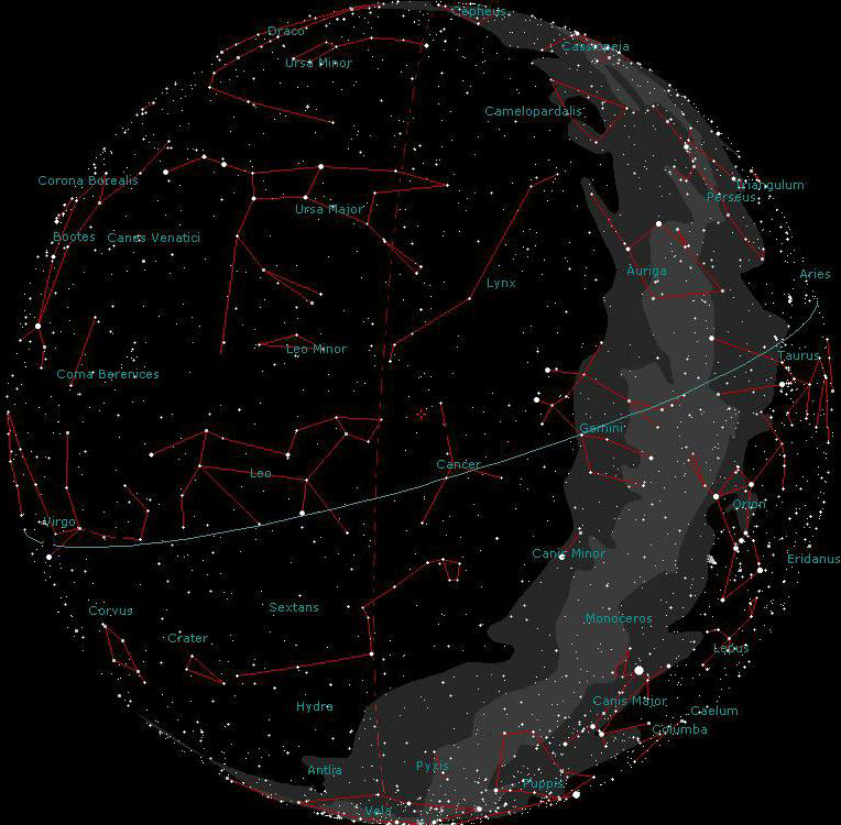 Der Sternenhimmel Mitte M&auml;rz von La Palma aus gesehen