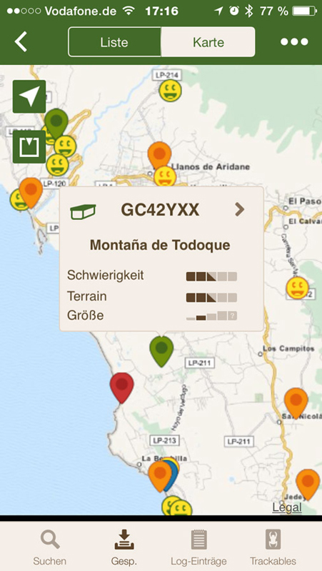 Oder immer auf den Bildschirm gucken. - Geocaching auf La Palma
